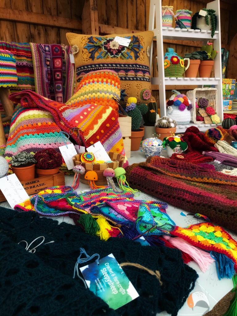 wooly hats for sale at craft fair near edinburgh