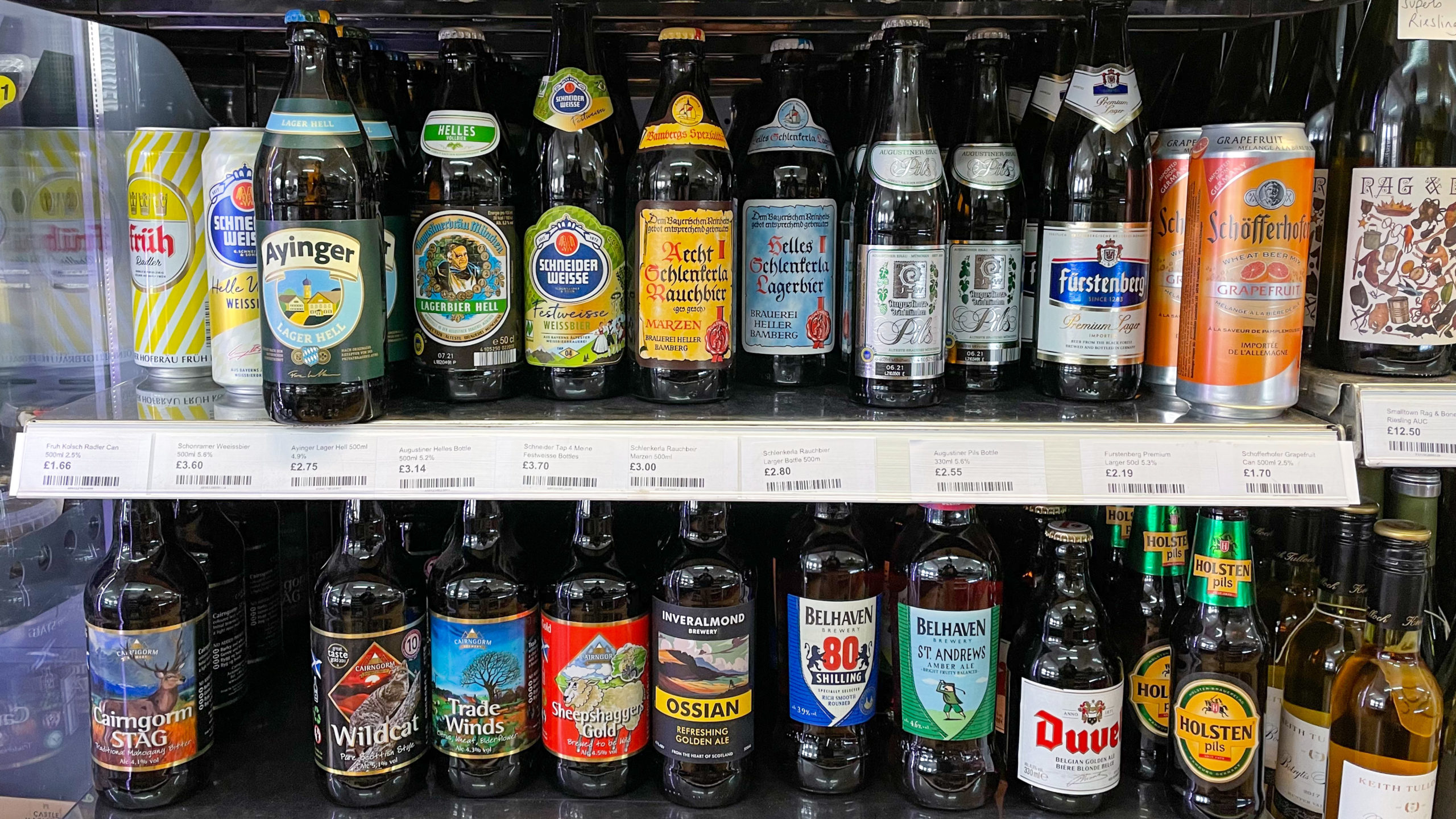 German Beer Bottles in a fridge