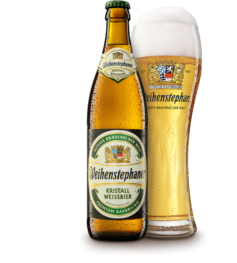 Weihenstephaner Kristall Weissbier next to a beer